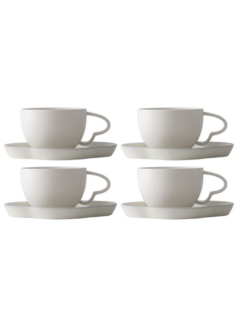 Set of 4 250ml Ceramic Coffee Cups with Comfortable Handle, Perfect for Coffee, Flat White, Latte, Espresso and Tea