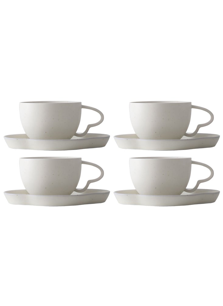 Perfii Set of 4 250ml Ceramic Coffee Cups with Comfortable Handle, Perfect for Coffee, Flat White, Latte, Espresso and Tea  - Image 1