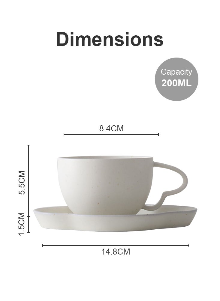 Set of 4 250ml Ceramic Coffee Cups with Comfortable Handle, Perfect for Coffee, Flat White, Latte, Espresso and Tea