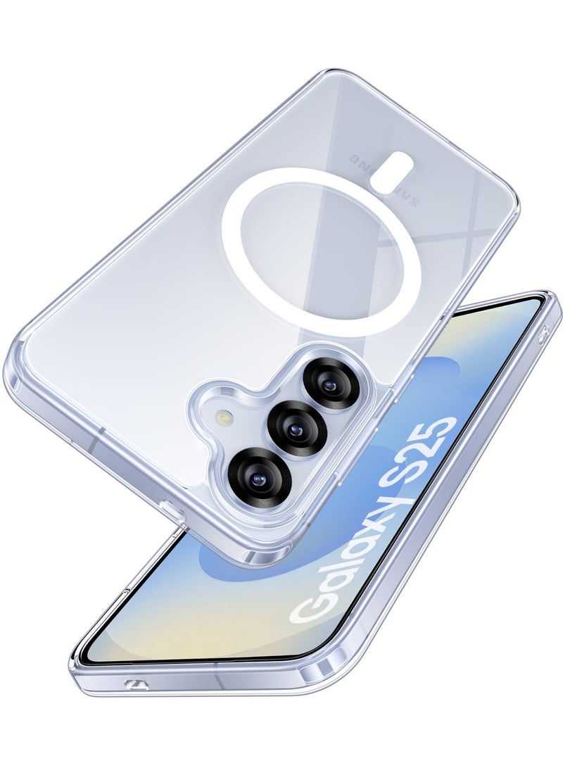 Magnetic Case Cover for Samsung Galaxy S24 FE, Compatible with MagSafe,Anti-Yellowing Crystal Clear Shockproof Protection Back Cover, Ultra Slim Strong Magnet Phone Shell Case for Samsung Galaxy S24 FE - Image 2
