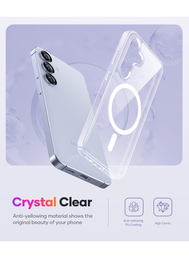 Magnetic Case Cover for Samsung Galaxy S24 FE, Compatible with MagSafe,Anti-Yellowing Crystal Clear Shockproof Protection Back Cover, Ultra Slim Strong Magnet Phone Shell Case for Samsung Galaxy S24 FE - Image 4