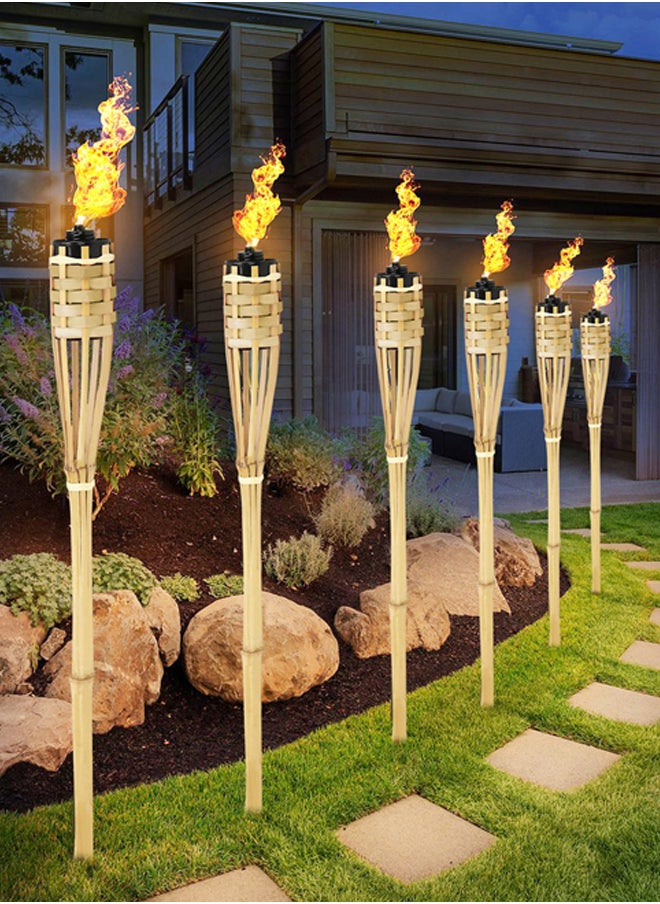 AL SANIDI - Bamboo Camp Lighting Torch, Bamboo wicker Lamp, Beige Light, Size 90 Cm - Image 1