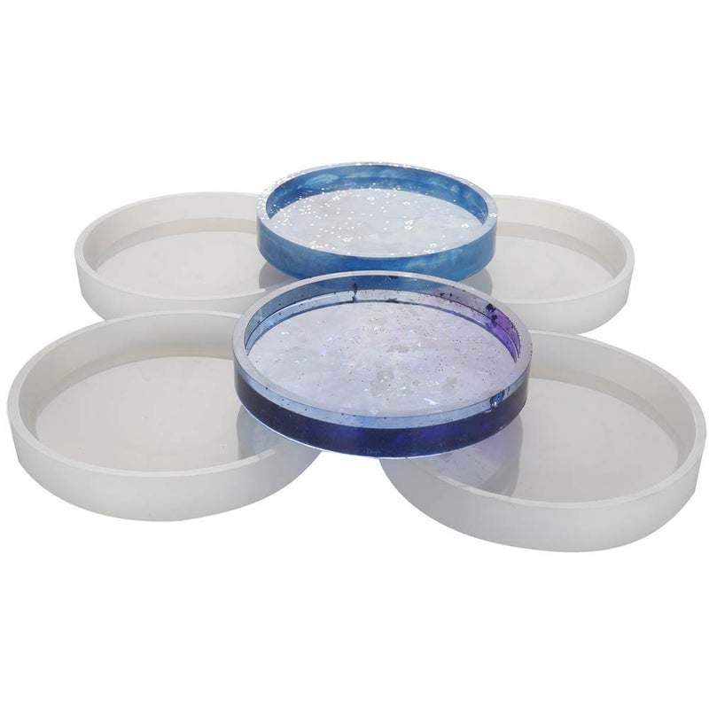 4 Pack Big DIY Round Coaster Silicone Mold Diameter 39410cm Molds for Casting with Resin Cement
