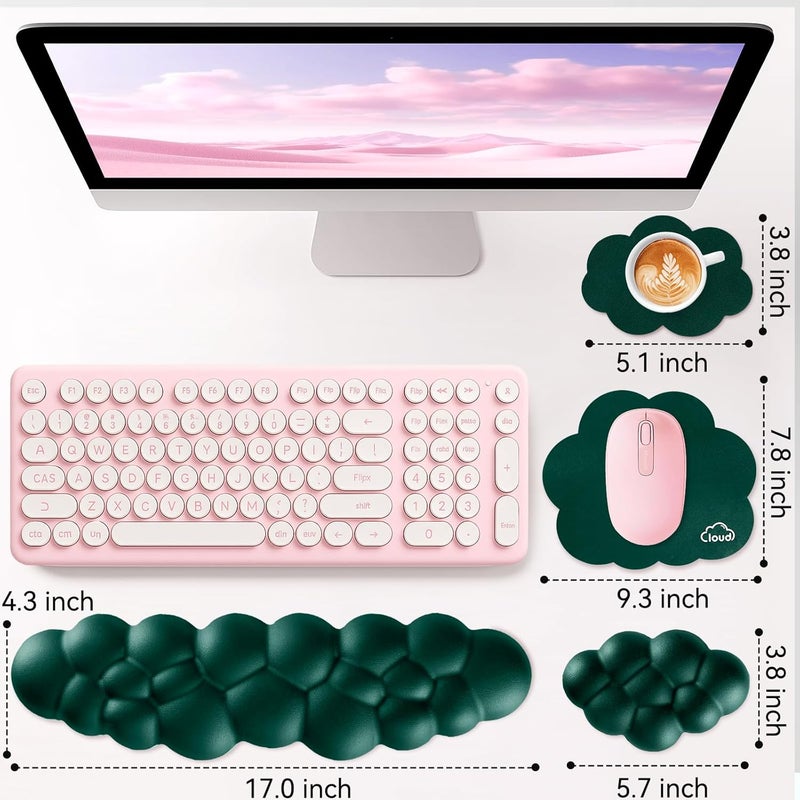 Sushret Memory Foam Cloud Wrist Rest Keyboard Set, 4-in-1: Ergonomic Keyboard Wrist Rest & Mouse Pad, Non-Slip for Office, Gaming and Home Office, Blue - Image 3