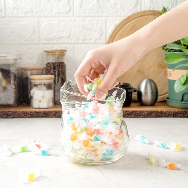 Restaurantware Restaurantware-22 Ounce Unzipped Bag Bowl  1 Small Glass Bag - Realistic Crinkled Edges  Serve Candy  Popcorn  or Nuts  Clear Glass Bag Bowl  Dishwashable  Flat Base - Image 3