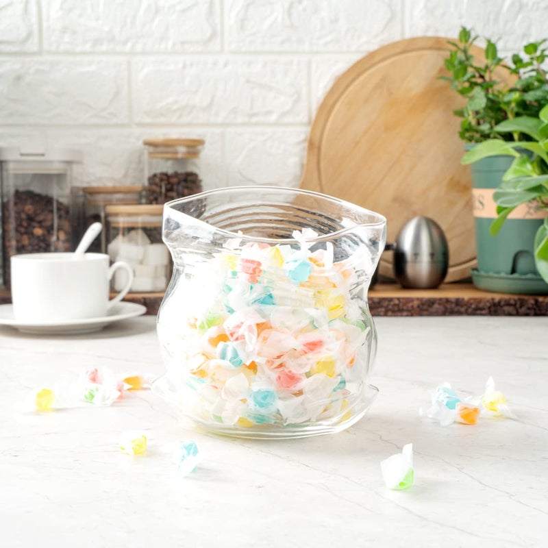 Restaurantware Restaurantware-22 Ounce Unzipped Bag Bowl  1 Small Glass Bag - Realistic Crinkled Edges  Serve Candy  Popcorn  or Nuts  Clear Glass Bag Bowl  Dishwashable  Flat Base - Image 4