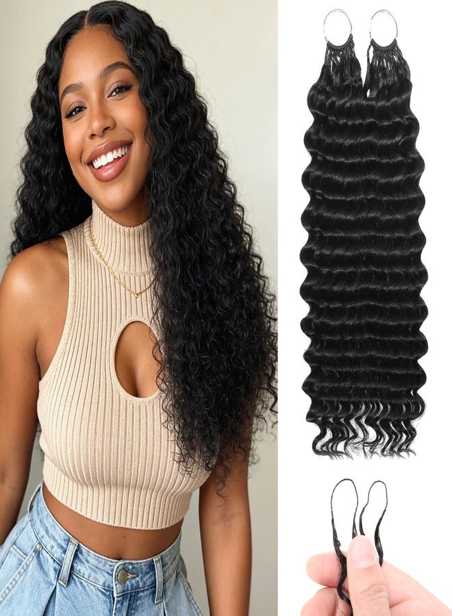MORRIS Miracle Knots Crochet Human Hair Deep Wave for Black Women,18 Inch 60g Pre-Separated Invisible Feather Crochet Hair Extensions - Image 1