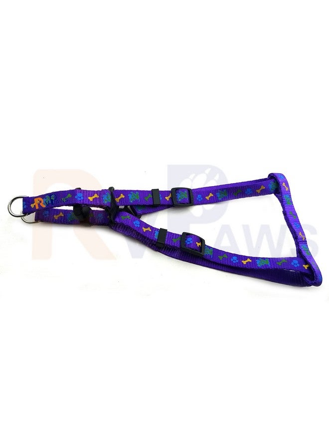 مجموعة حزام جرو من النايلون الناعم القابل للتعديل مطبوع عليه مخلب عظمي ملون مع مقود بخطاف معدني (أرجواني) - Image 3
