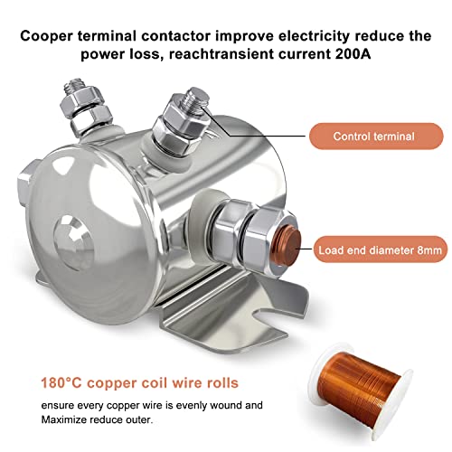 Zhushan Max 300A Continuous Duty Solenoid Relay Nickel-Plating for Golf Carts, Winch, Marine in Rush 12VDC - Image 3