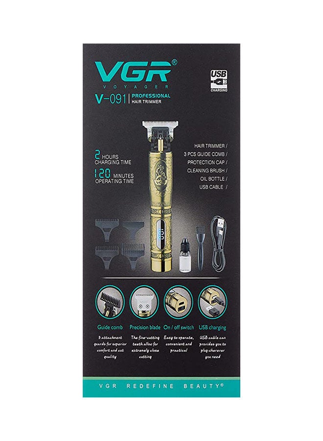 VGR V091 Professional Rechargeable Electric Hair Trimmer With Metal Blade Gold - Image 4