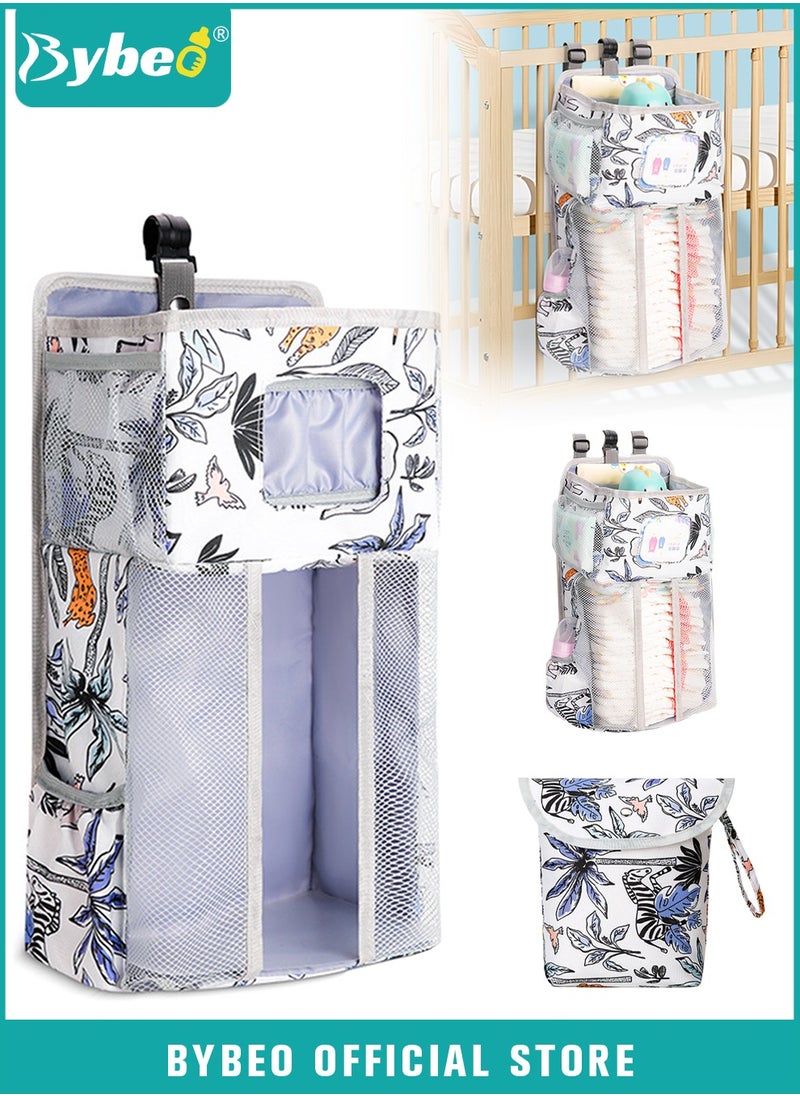 Bybeo 2 PCS Hanging Baby Diaper Caddy Organizer with A Diaper Storage Bag, Diaper Stacker, Hanging Diaper Organizer for Changing Table and Crib, Diaper Changing Station Organizer Storage for Baby Stuff  - Image 1
