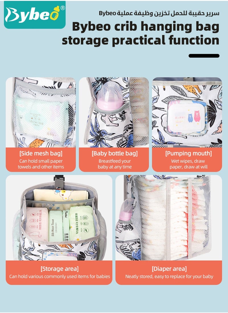 Bybeo 2 PCS Hanging Baby Diaper Caddy Organizer with A Diaper Storage Bag, Diaper Stacker, Hanging Diaper Organizer for Changing Table and Crib, Diaper Changing Station Organizer Storage for Baby Stuff  - Image 4