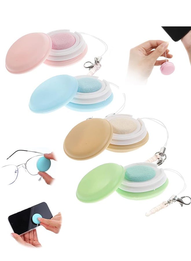 4PCS Macaron Mobile Phone Screen Wipe, with Portable Keychain, Glasses and Smartphones Screen Cleaning Tools, Camera Lens Cleaning Ball  - Image 1