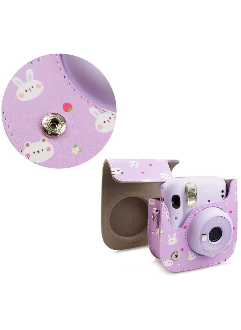 SYOSI PU Leather Mini 11 Cover, Fujifilm Instax Mini 11/Mini 9/Mini 8/Mini 8+ PU Face Vintage Camera Bag Cover Camera Bag with Adjustable Shoulder Strap  - Image 4