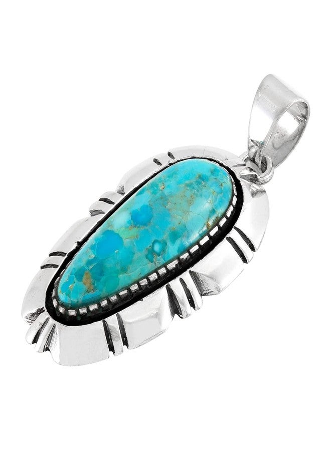 Turquoise Network Turquoise Pendant Necklace 20" Sterling Silver 925 Genuine Gemstones (Turquoise) - Image 2