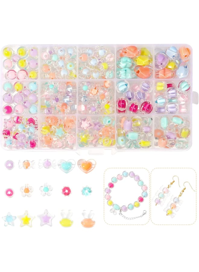 110pcs Acrylic Beads Cute Transparent Flower Love Star Beads for Bracelets Necklaces Hair Accessories Phone Lanyard Wrist Strap Jewelry Making DIY Crafts - Image 1