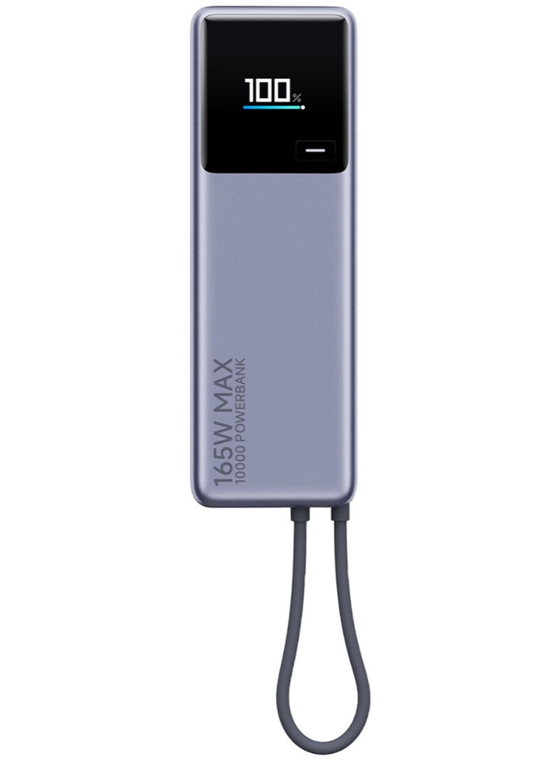Xiaomi 10000 mAh 165W 36Wh 10000mAh Power Bank Integrated USB-C Cable LED Display External Battery Power Supply with 2 Inputs & 2 Outputs Support PD2.0/3.0 QC2.0/3.0-PB1165MI Grey - Image 1