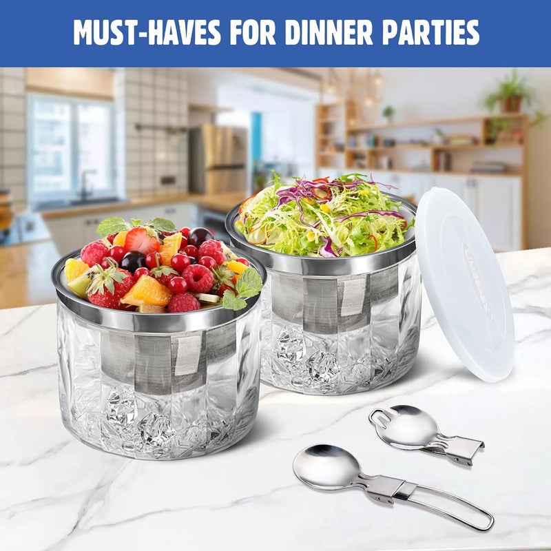 LIMOEASY Small Chilled Serving Bowl 2 Pack, 25oz Ice Chilled Dip Bowl with Lid for Parties, Cold Serving Dish for Hummus, Salsa, Guacamole, Sauces, Pasta - Image 4