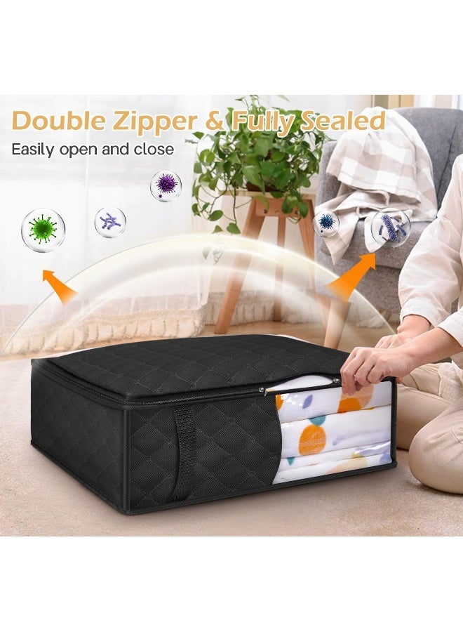 MISSLO MISSLO Bed Sheet Organizers and Storage Queen/King Size Sheet Folder 4 Pack Linen Closet Organizer with Clear Window Blanket Storage Bags for Bedsheets, Pillow Cases, Towels, Clothes - Image 5