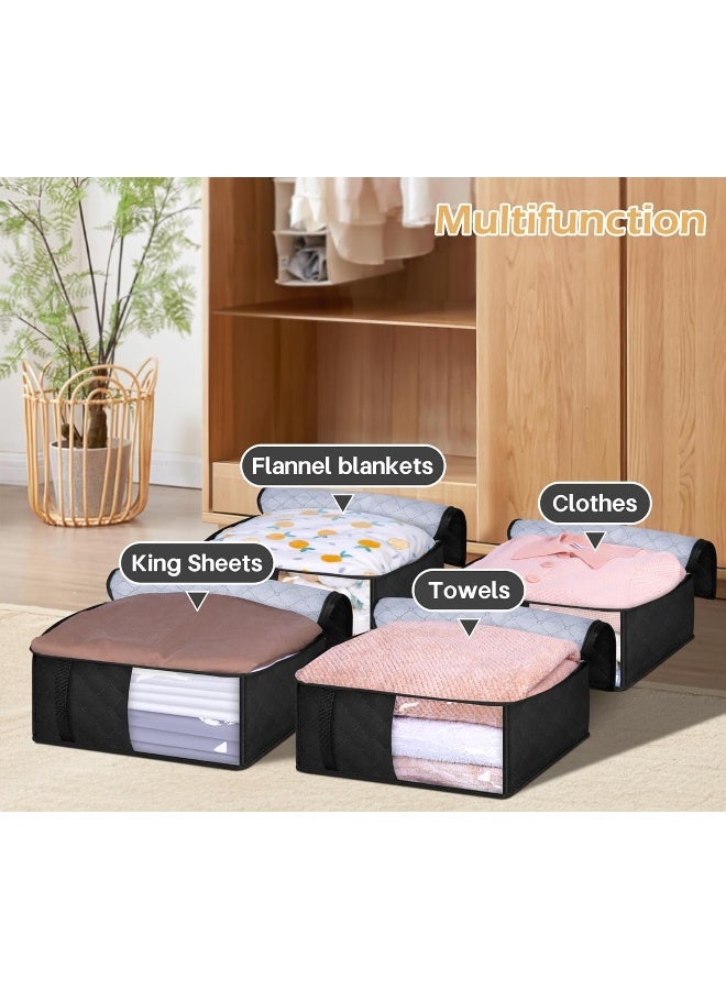 MISSLO MISSLO Bed Sheet Organizers and Storage Queen/King Size Sheet Folder 4 Pack Linen Closet Organizer with Clear Window Blanket Storage Bags for Bedsheets, Pillow Cases, Towels, Clothes - Image 4