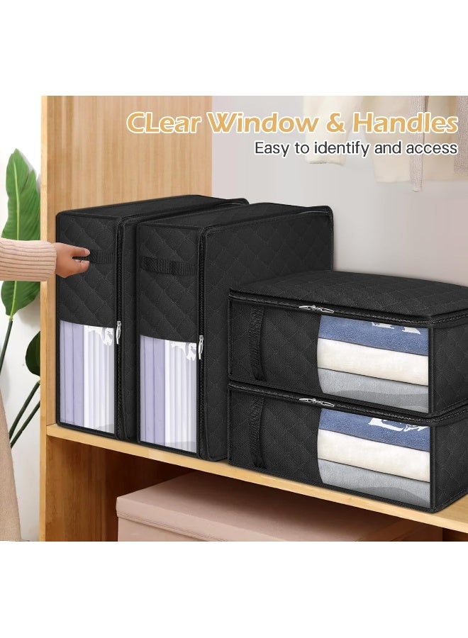 MISSLO MISSLO Bed Sheet Organizers and Storage Queen/King Size Sheet Folder 4 Pack Linen Closet Organizer with Clear Window Blanket Storage Bags for Bedsheets, Pillow Cases, Towels, Clothes - Image 3