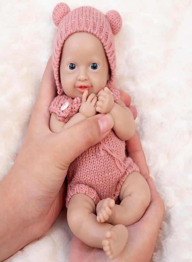 Vollence 8 inch Mini Silicone Baby Preemie Tiny Realistic Baby Doll Real Life Newborn Miniature Silicone Babies Doll for Kids - Girl - Image 1