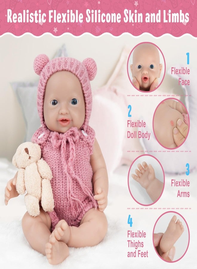 Vollence 8 inch Mini Silicone Baby Preemie Tiny Realistic Baby Doll Real Life Newborn Miniature Silicone Babies Doll for Kids - Girl - Image 5