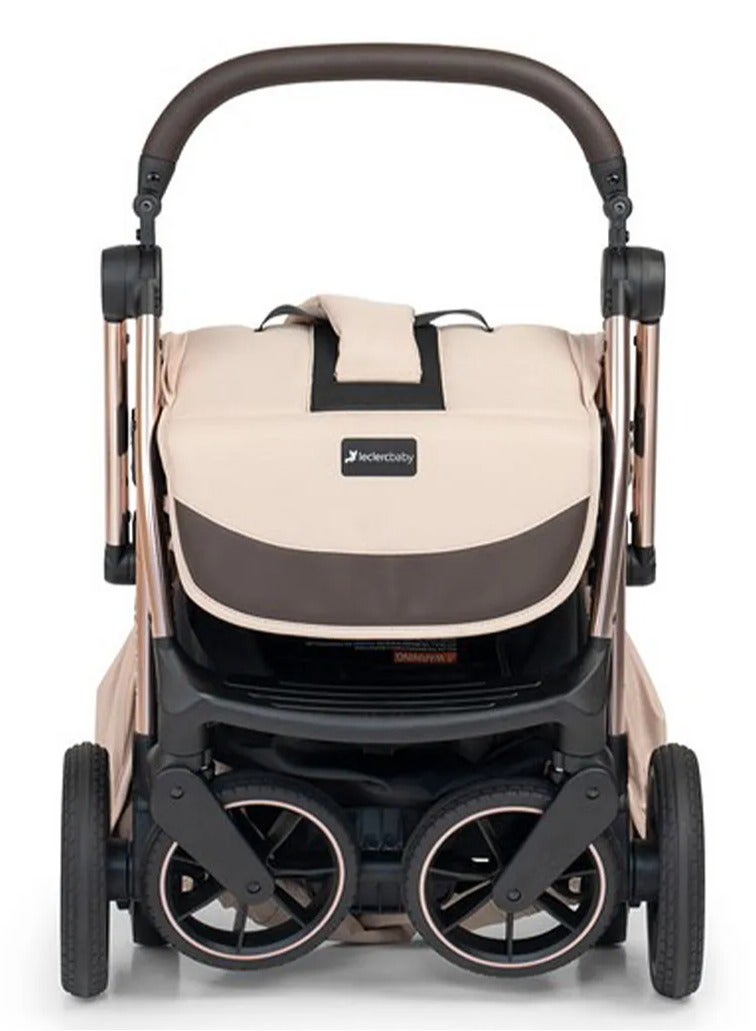Leclerc Influencer XL Foldable Stroller - Sand Chocolate, for 6M-5Y Kids, Adjustable Backrest, 5-Point Harness, Large Wheels
