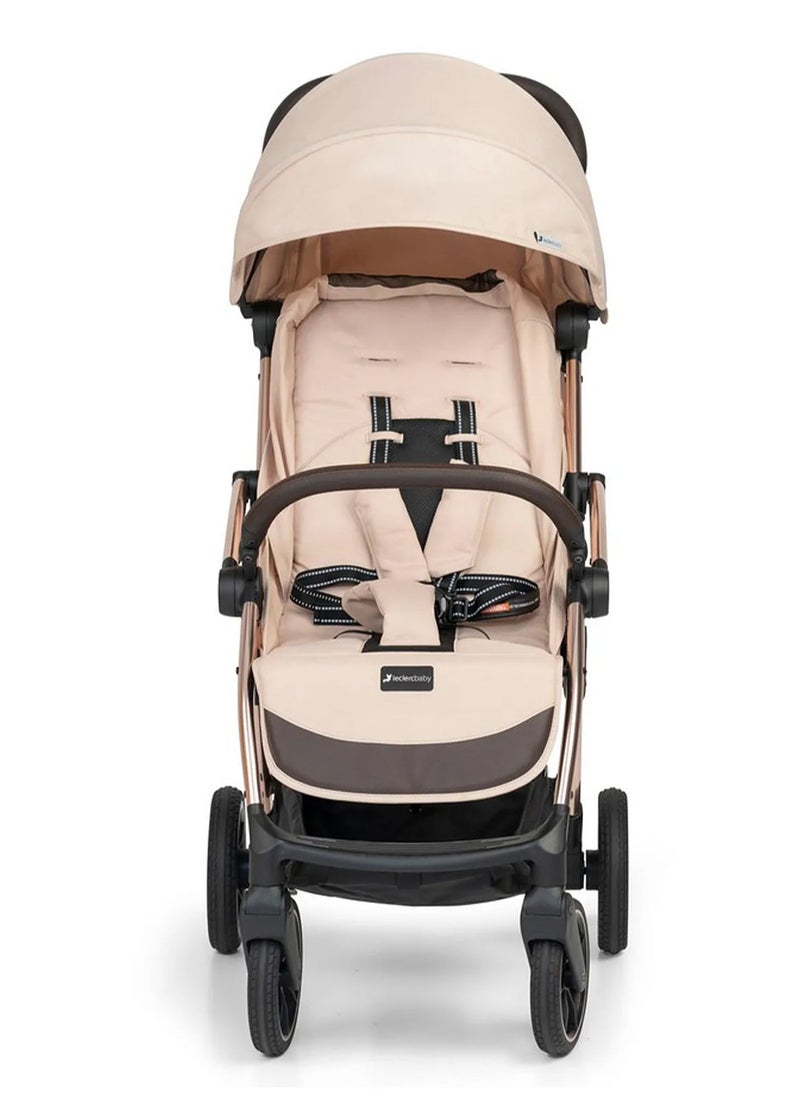 leclerc Leclerc Influencer XL Foldable Stroller - Sand Chocolate, for 6M-5Y Kids, Adjustable Backrest, 5-Point Harness, Large Wheels  - Image 2