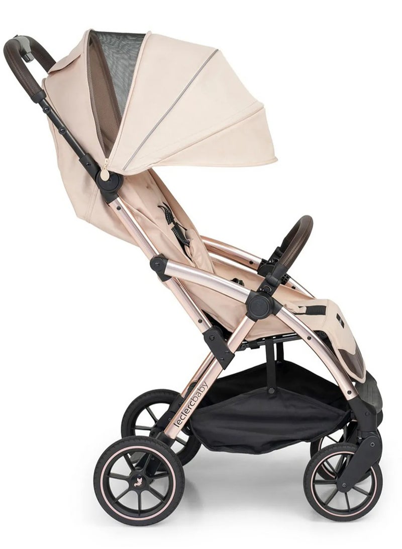 Leclerc Influencer XL Foldable Stroller - Sand Chocolate, for 6M-5Y Kids, Adjustable Backrest, 5-Point Harness, Large Wheels