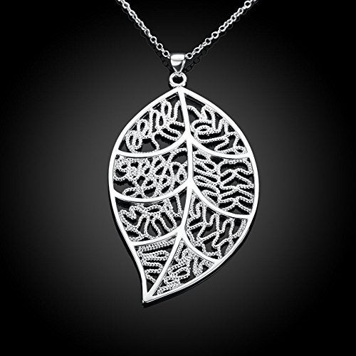 Cutesmile Fashion Jewelry 925 Sterling Silver 3D Simulation Leaf Pendant Necklace for Women - Image 3