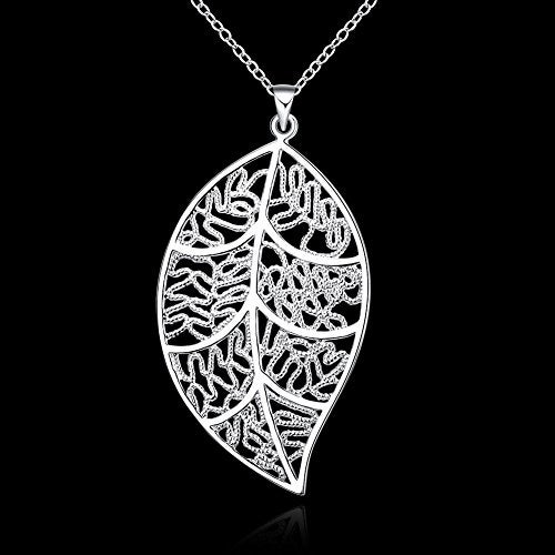 Cutesmile Fashion Jewelry 925 Sterling Silver 3D Simulation Leaf Pendant Necklace for Women - Image 2