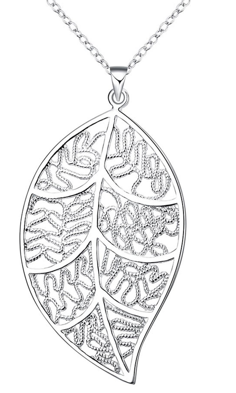 Cutesmile Fashion Jewelry 925 Sterling Silver 3D Simulation Leaf Pendant Necklace for Women - Image 1