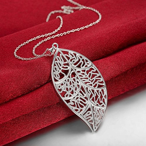 Cutesmile Fashion Jewelry 925 Sterling Silver 3D Simulation Leaf Pendant Necklace for Women - Image 4