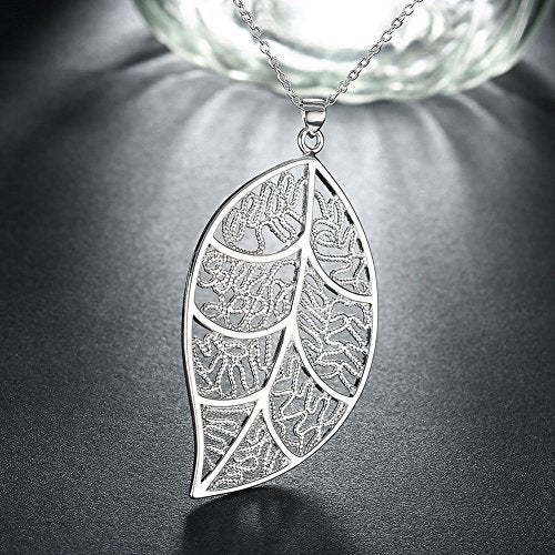 Cutesmile Fashion Jewelry 925 Sterling Silver 3D Simulation Leaf Pendant Necklace for Women - Image 5