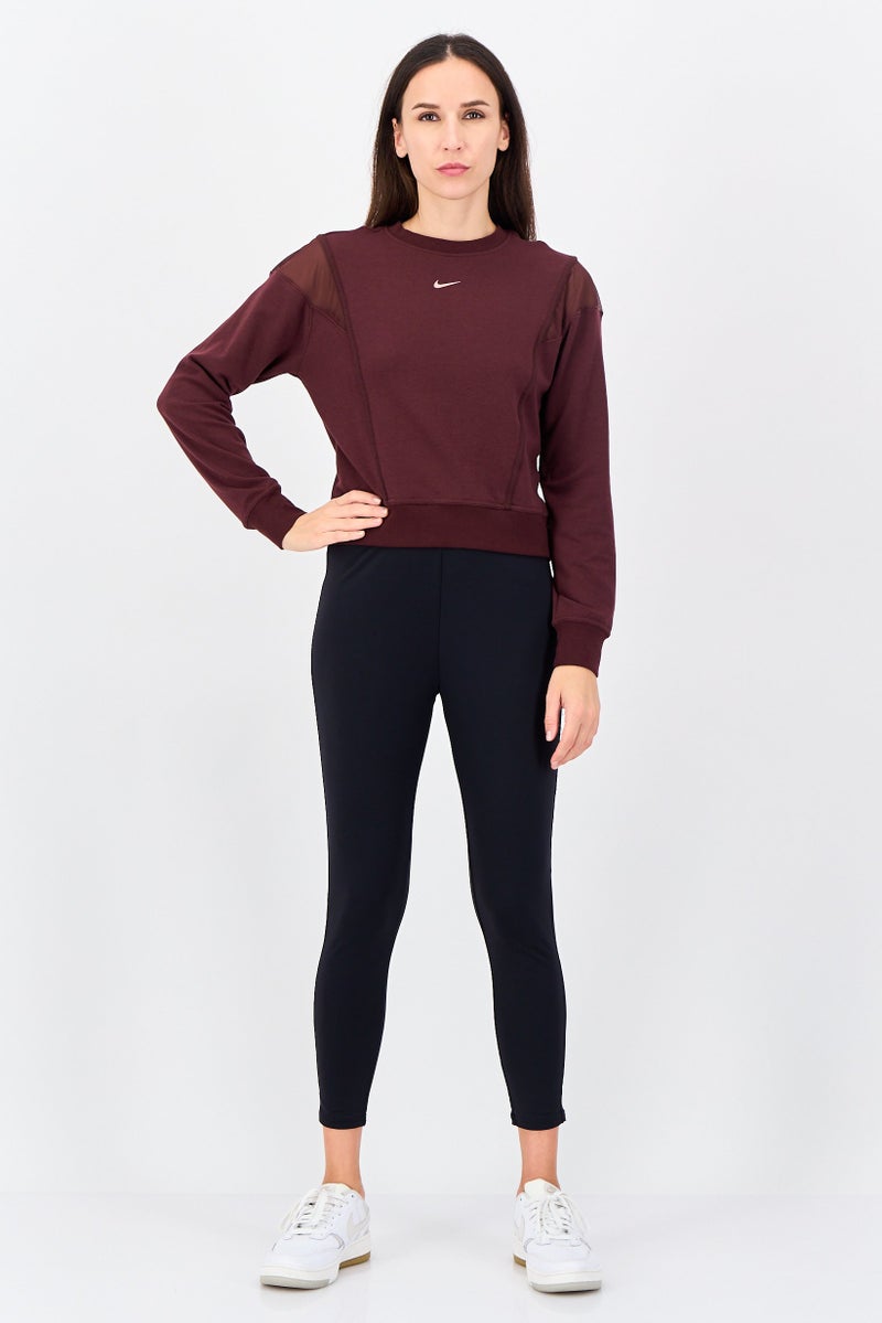 Nike Women Dri-Fit Long Sleeve Training Sweatshirt, Burgundy - Image 4