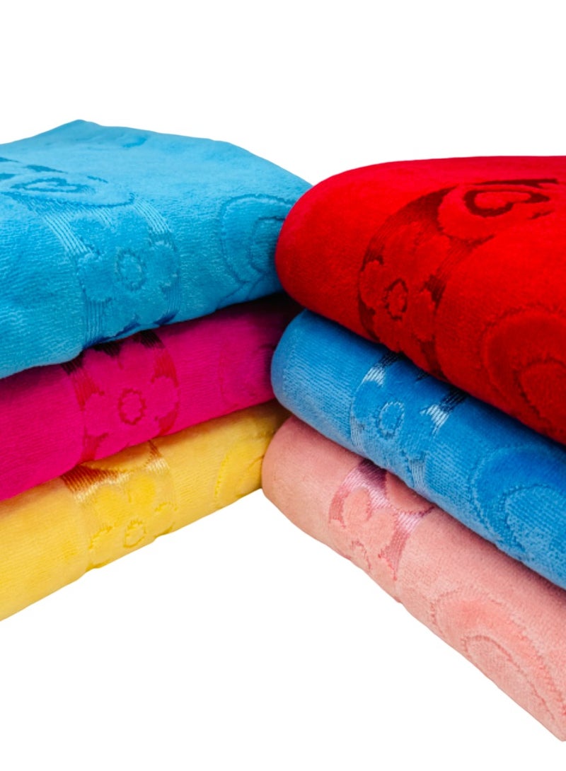 Hayat BUTTERFLY- 6 Piece Jacquard Bath Sheets 80 x 160 cm Super Soft 100% Cotton Fast Absorbent & Quick Dry Towels 500-GSM -Assorted Colours - Image 1