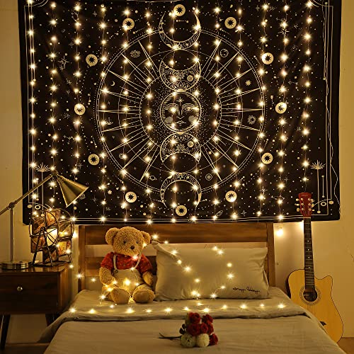 Meonum Curtain Tapestry Backdrop String Lights, Each 13 Strings 6.6 x 5 ft Tapestry Fairy String Light, 8 Modes Window Wall Hanging Light Strings for Bedroom Christmas Curtain Decor(1 Pack) - Image 2