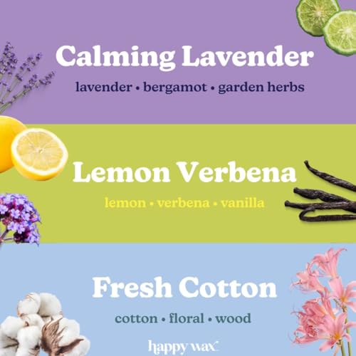 Happy Wax Fresh Mix Collection Premium Scented Non-Toxic, Pet-Friendly Wax Melts - 6 oz Set with Cotton, Lemon Verbena, and Calming Lavender Scents - Image 2