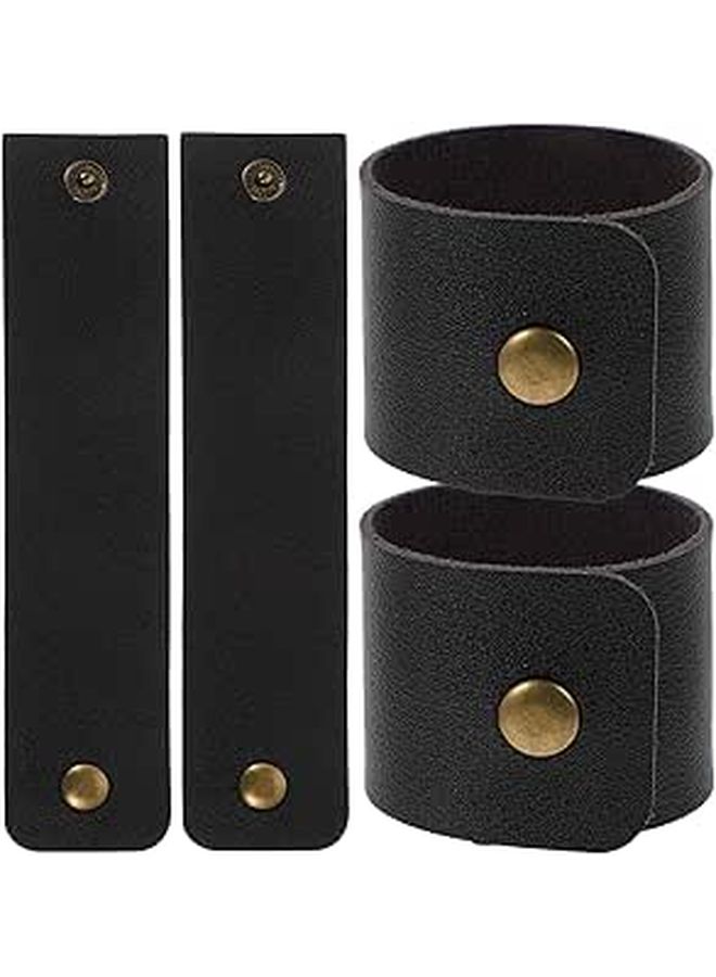 4Pcs Black Leather Napkin Rings Set Decorative Bulk Holders for Wedding Banquet Table - Image 1