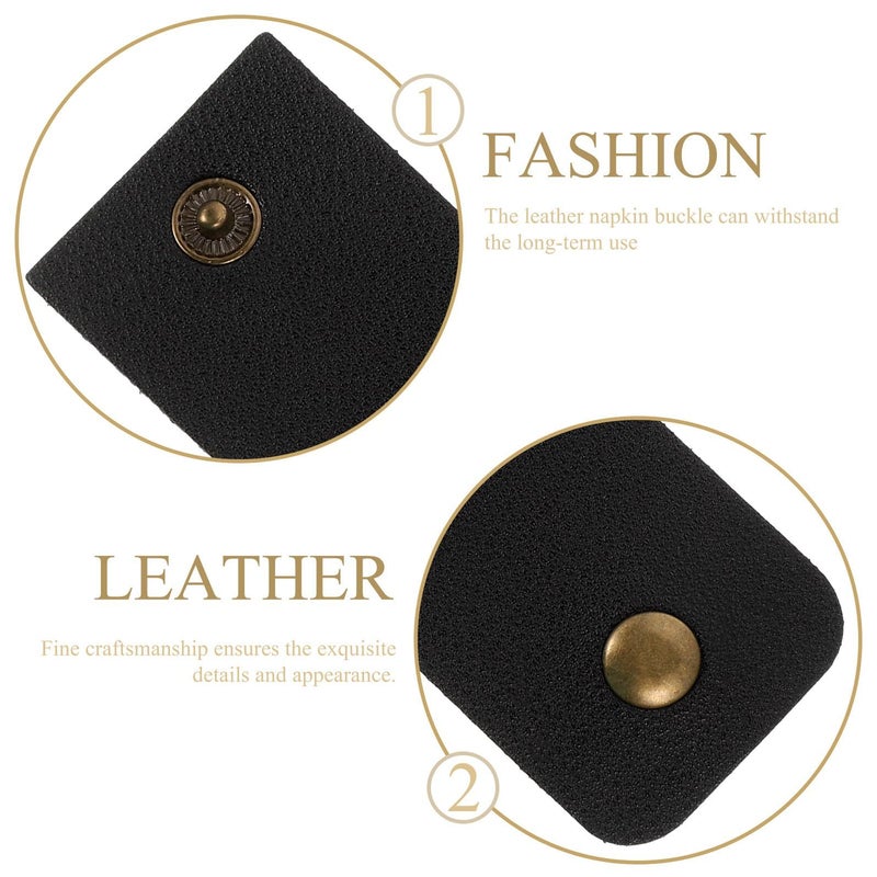 4Pcs Black Leather Napkin Rings Set Decorative Bulk Holders for Wedding Banquet Table - Image 4