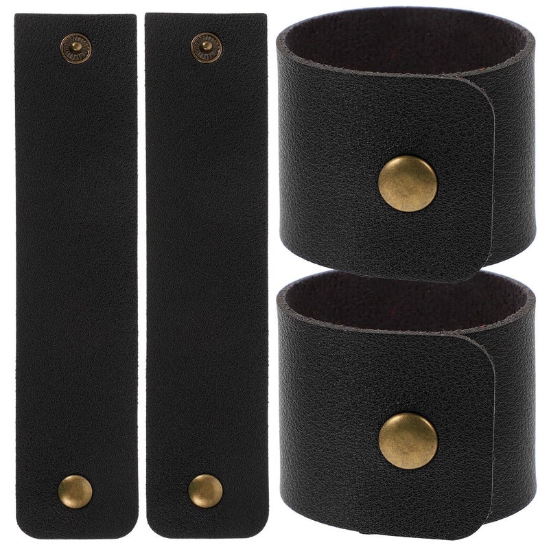 4Pcs Black Leather Napkin Rings Set Decorative Bulk Holders for Wedding Banquet Table - Image 2