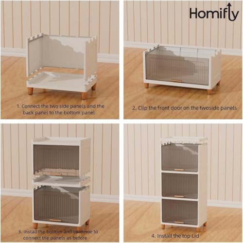 HOMIFLY 1 Tier Foldable Plastic Kitchen Cupboard/Cloth Rack for Storage/Versatile and Sturdy Wardrobe for Clothes/Storage Organizer/Closet for Bedroom/Living Room/Laundry Room/Study(Transparent) - Image 4