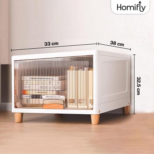 HOMIFLY 1 Tier Foldable Plastic Kitchen Cupboard/Cloth Rack for Storage/Versatile and Sturdy Wardrobe for Clothes/Storage Organizer/Closet for Bedroom/Living Room/Laundry Room/Study(Transparent) - Image 2