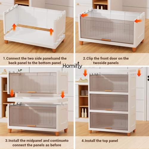 HOMIFLY 1 Tier Foldable Plastic Kitchen Cupboard/Cloth Rack for Storage/Versatile and Sturdy Wardrobe for Clothes/Storage Organizer/Closet for Bedroom/Living Room/Laundry Room/Study(Transparent) - Image 5
