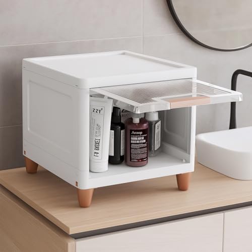 HOMIFLY 1 Tier Foldable Plastic Kitchen Cupboard/Cloth Rack for Storage/Versatile and Sturdy Wardrobe for Clothes/Storage Organizer/Closet for Bedroom/Living Room/Laundry Room/Study(Transparent) - Image 1