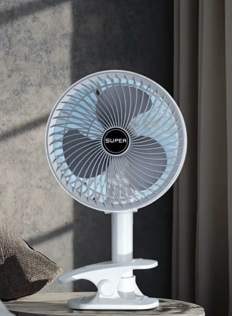 SHOPI New Portable 3-gears Rechargeable Desktop Fan Low Noise Air Cooling Handheld Clipped Circulator Table Fan For Camping Office - Image 1