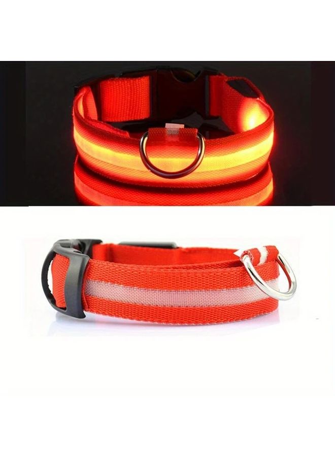 Orange LED Glowing Pet Dog Collar Flashing Night Safety Adjustable Nylon Collar - Image 4
