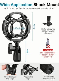 ZERIFAM Large Boom Arm Mic Stand, Heavy Duty Microphone Stand with Adjustable Suspension Scissor Arm Stand with Shock Mount, Pop Filter, Cable Ties for Blue Yeti Snowball & Blue Yeti Nano (Black, 55 cm)  - Image 5