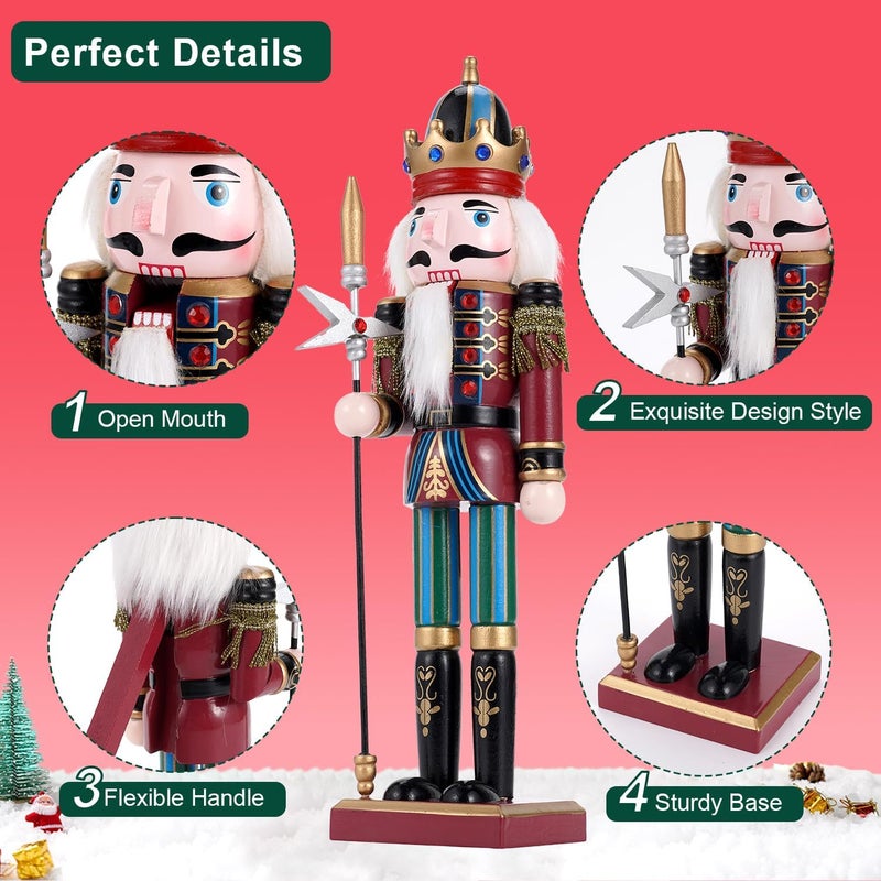 Tpudn Store Christmas Decorations Nutcracker Ornament 12 inch Wooden Traditional,Painted Nutcracker Figures Festive Collectible Christmas for Party Tabletop Thanksgiving Decor(Pikeman) - Image 3